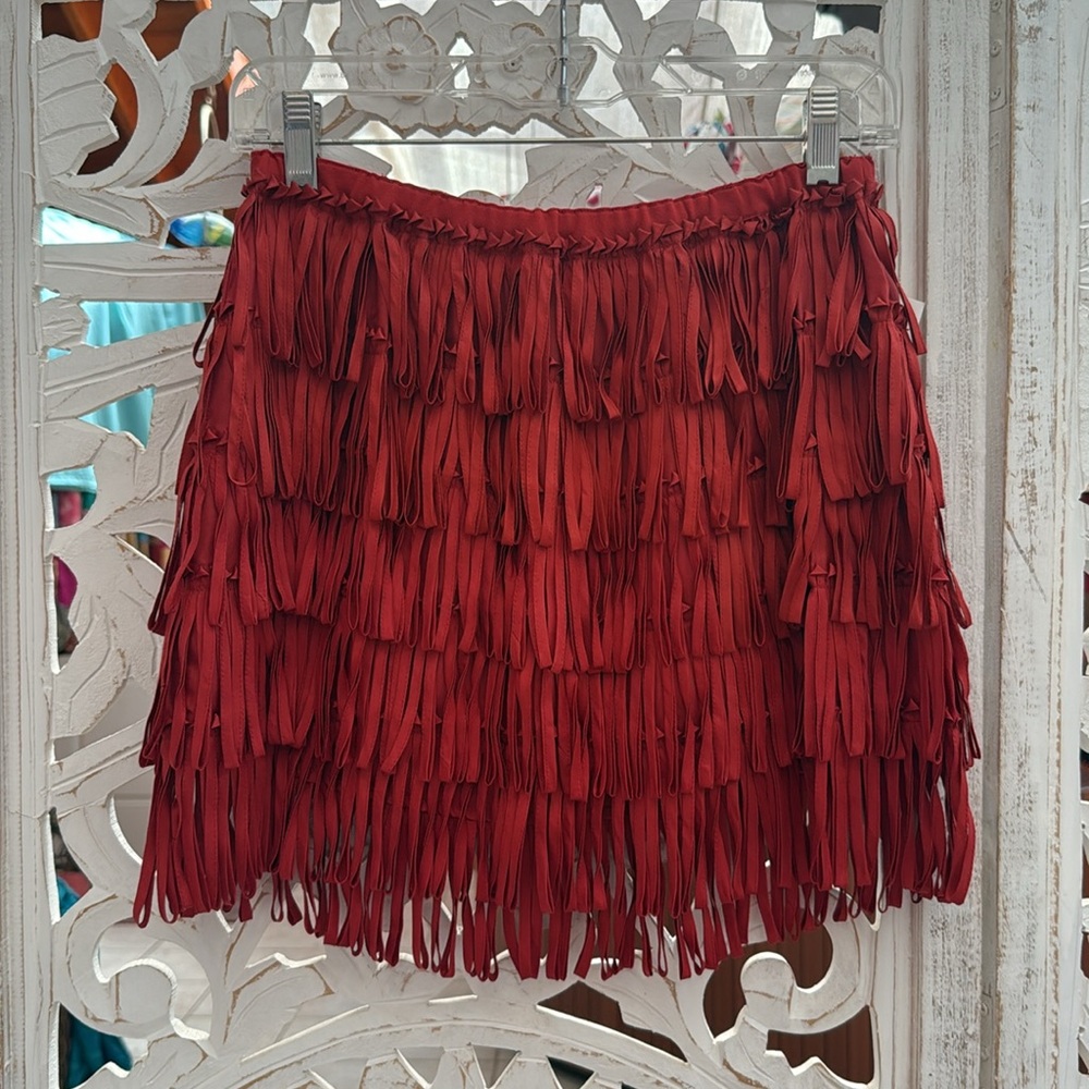 Calypso St. Barth Red Flapper Mini Skirt – 1920s Inspired - Small